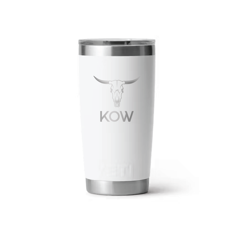 KOW Steaks Official YETI 20 Oz. White Tumbler