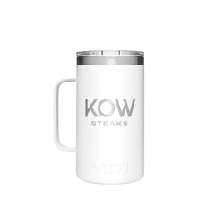 KOW Steaks Official YETI 20 Oz. White Rambler